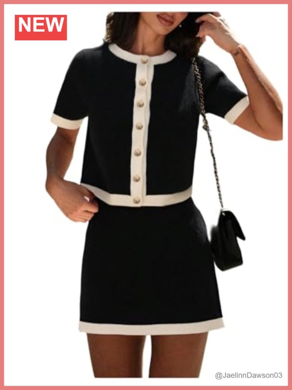 Women's 2 Piece Sweater Skirt Set A-Line Button Up Crew Neck Midi